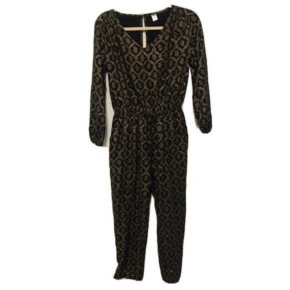 Old Navy Pants - Old Navy Womens Size XS Multicolor Floral Metallic Print Jumpsuit